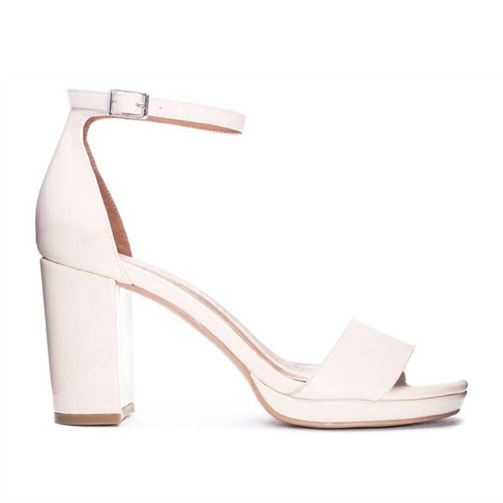 NEW CHINESE LAUNDRY women's teri vegan leather dress chunky heels in bone